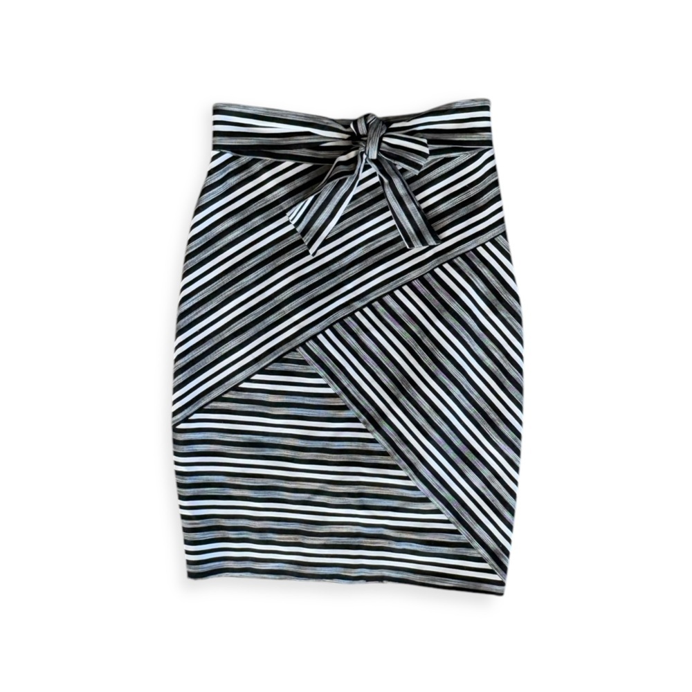 MILLY straight skirt striped pencil bow sash Sz 4 small
